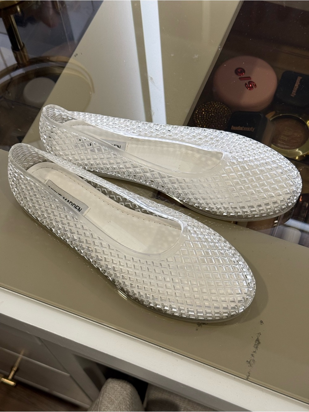 Steve Madden Clear Jelly Ballet Flats — Transparent/White